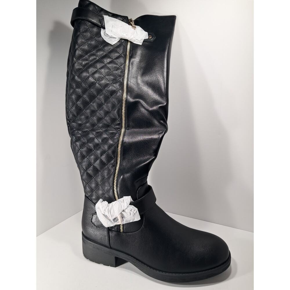 Dream Pairs Utah Knee High Wide Calf Women’s Black Low Heel Riding Boot Size 9